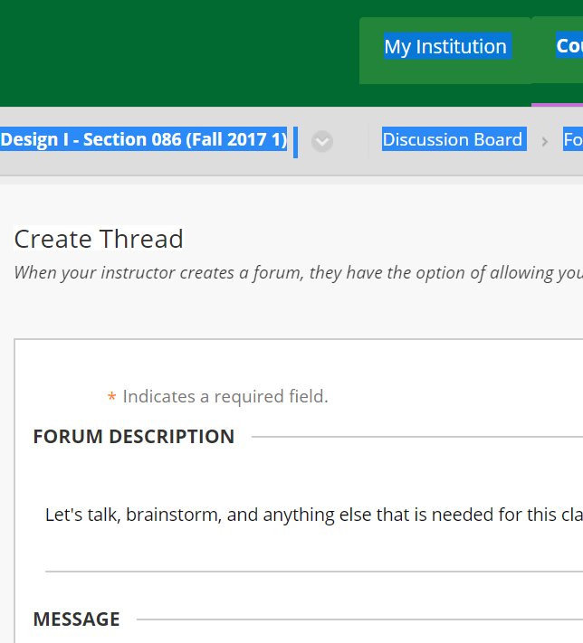 blackboard discussion forum
